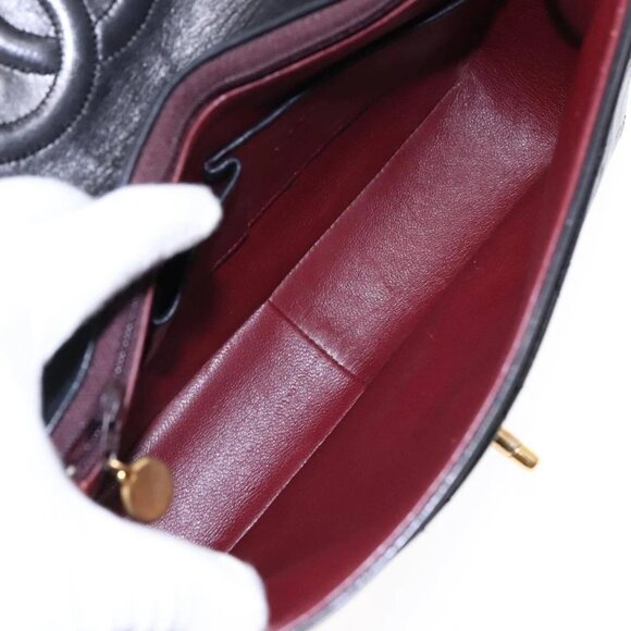 CHANEL Matelasse Turn Lock Chain Hand Bag Lamb Skin Black Gold CC Auth - Picture 14 of 16